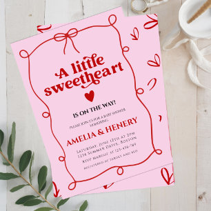 Invitación Una pequeña niña cariño garabato lazo baby shower