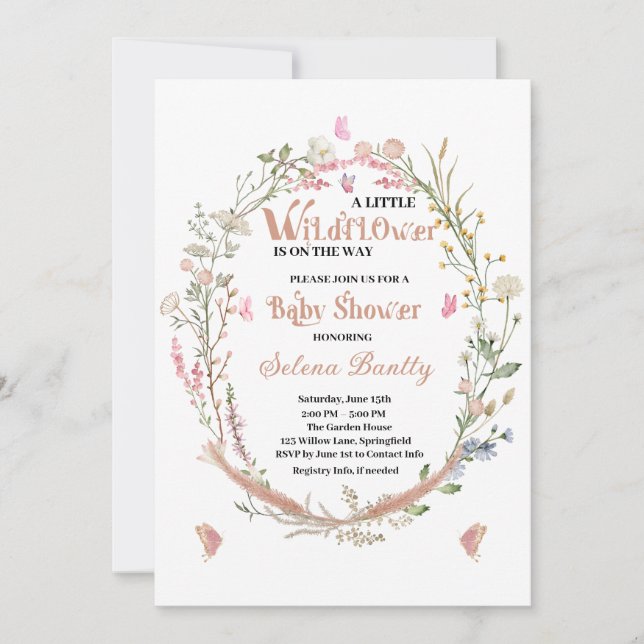 Invitación Una pequeña niña de flores silvestres (Anverso)