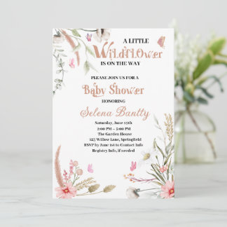 Invitación Una pequeña niña de flores silvestres