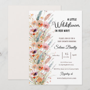 Invitación Una pequeña niña de flores silvestres ducha rosa