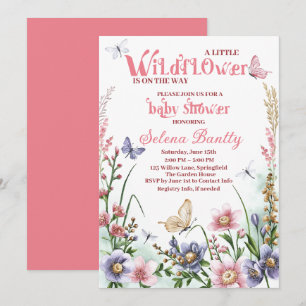 Invitación Una pequeña niña de flores silvestres, una ducha a