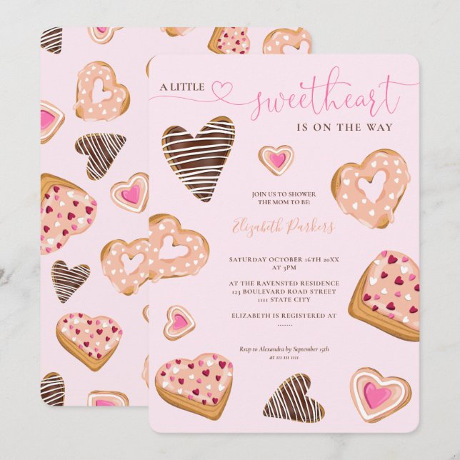 Invitación Una pequeña novia valentine no da una ducha de beb (Anverso / Reverso)