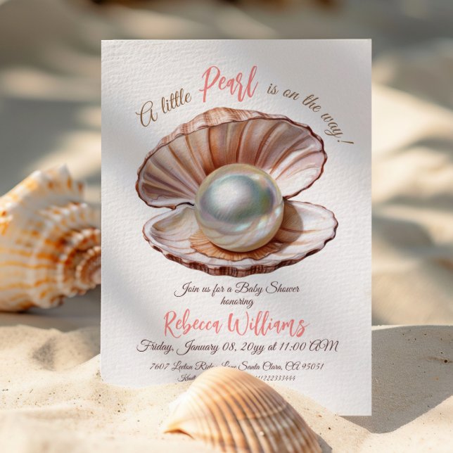 Invitación Una pequeña perla bajo el mar Chica Baby Shower (Subido por el creador)