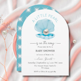 Invitación Una pequeña perla está en camino de Blue Baby Show