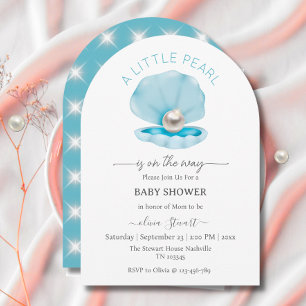 Invitación Una pequeña perla está en camino de Blue Baby Show
