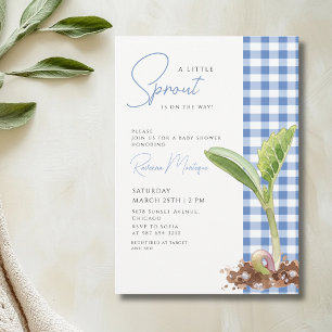 Invitación Una pequeña planta de brote Baby Shower de cuadros