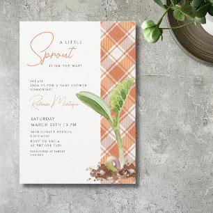 Invitación Una pequeña planta de brote Baby Shower de cuadros