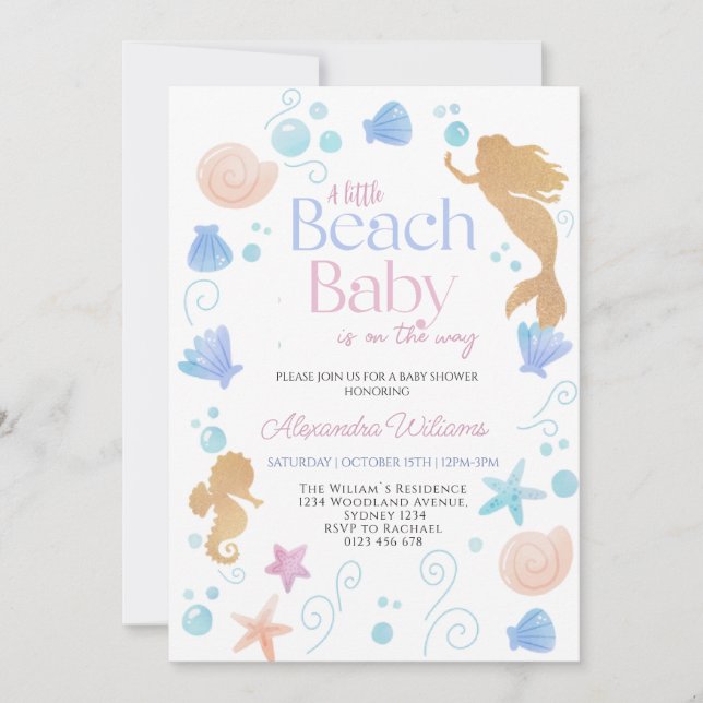 Invitación Una pequeña playa de bebé ducha (Anverso)