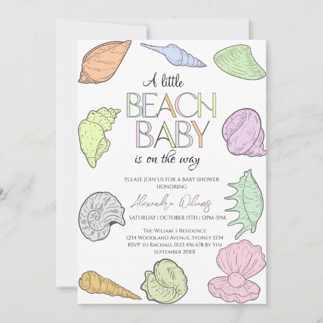 Invitación Una pequeña playa está en camino a Baby Shower (Anverso)