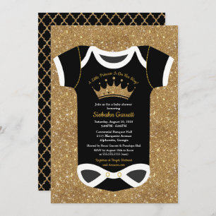 Invitación Una pequeña princesa Black y oro real Baby Shower