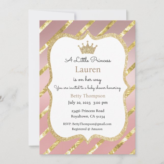 Invitación Una pequeña princesa está de camino a la invitació (Anverso)