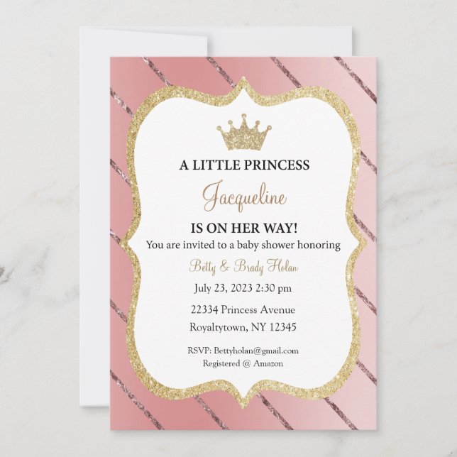 Invitación Una pequeña princesa está de camino a la invitació (Anverso)