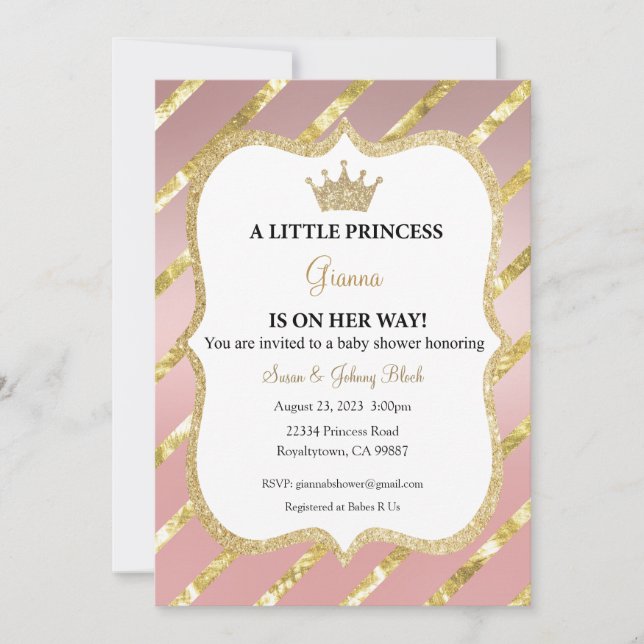 Invitación Una pequeña princesa está en camino Invitación, Ni (Anverso)