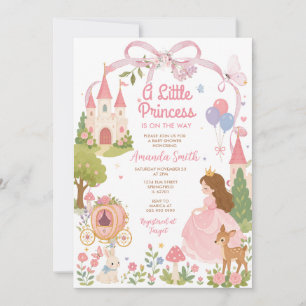Invitación Una pequeña princesa lazo rosa cuento de hadas bab