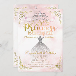 Invitación Una pequeña princesa que da vuelta a SEIS 6tas