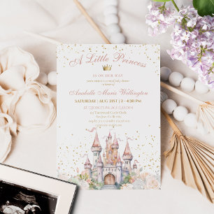 Invitación Una pequeña princesa Rubor Gold Crown Castle Showe