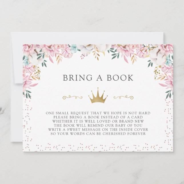 Invitación Una pequeña princesa trae un libro (Anverso)