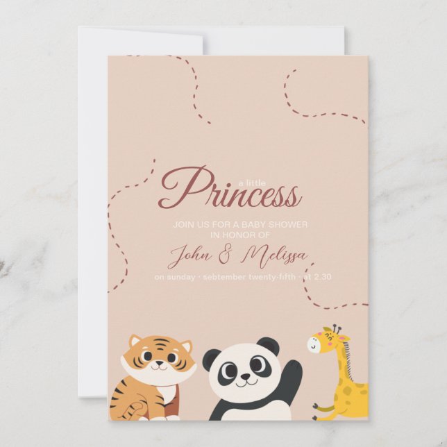 Invitación Una pequeña princesa viene (Anverso)