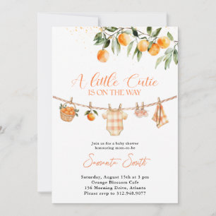 Invitación Una pequeña ropa de tender para bebé naranja Cutie