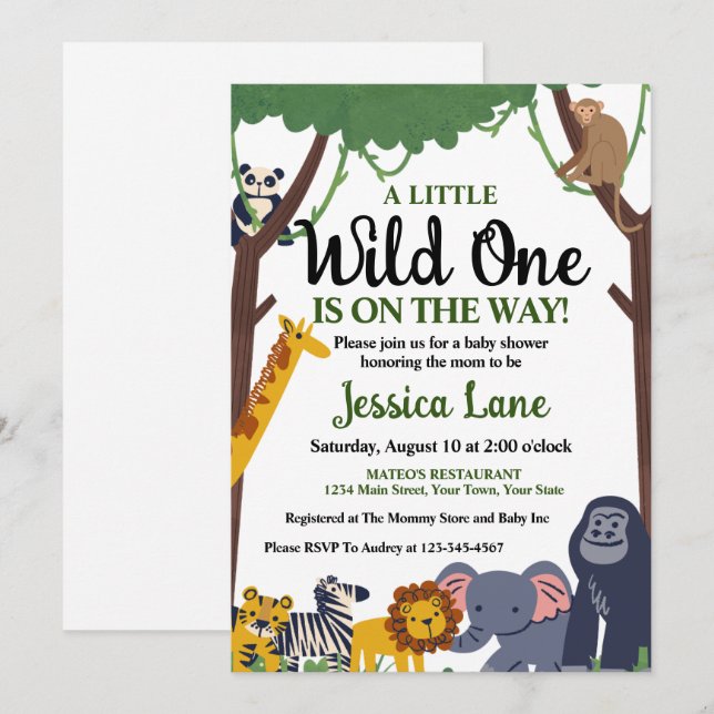 Invitación Una pequeña salvaje Baby Shower (Anverso / Reverso)