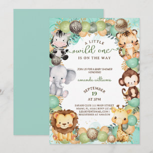 Invitación Una pequeña salvaje fiesta de bebé de animales de 