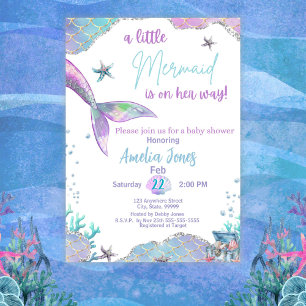 Invitación Una pequeña sirena en su camino a Baby Shower