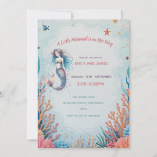 Invitación Una pequeña sirena en su camino a la Baby Shower o