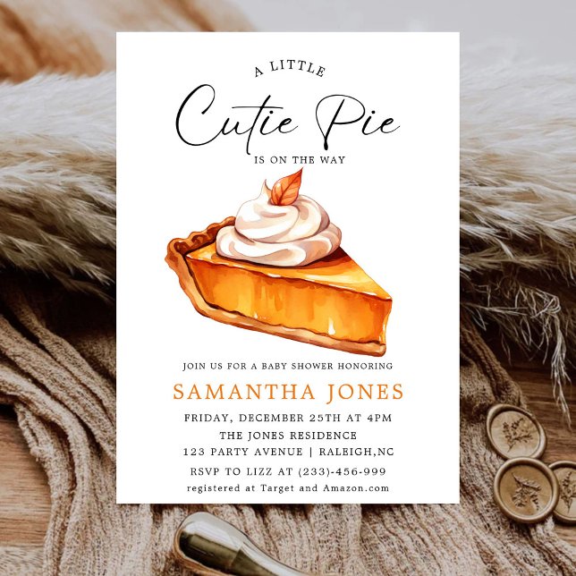 Invitación Una pequeña tarta de calabaza otoñal Shower de beb (Subido por el creador)