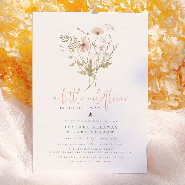 Invitación Una pequeña temática boho de naturaleza de flor si (Subido por el creador)