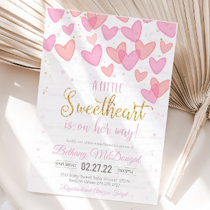 Invitación Una pequeña Valentine Baby querida está en camino