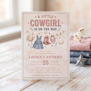 Invitación Una pequeña vaquera está en camino Chica Baby Show