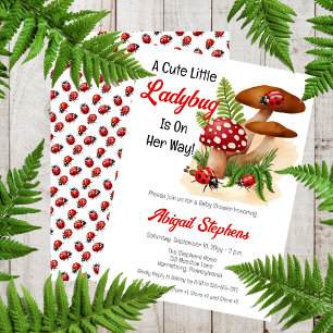 Invitación Una Pequeña Y Pequeña Ladybug Está En Camino De Ba