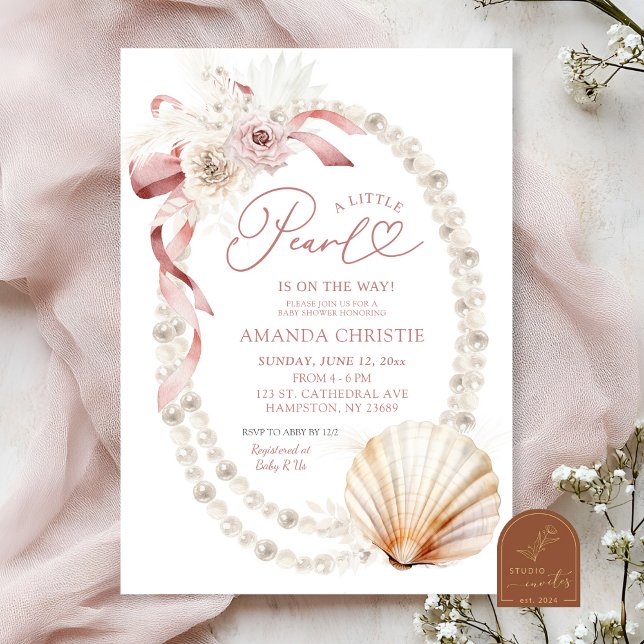Invitación Una Perla Está En Camino De Baby Shower (Subido por el creador)