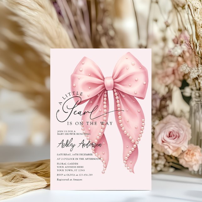 Invitación Una Perla Está En Camino De La Baby Shower De Bow  (Subido por el creador)