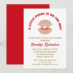 Invitación Una Perla Está En Camino De Seashell Baby Shower
