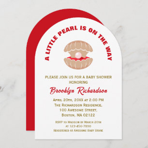 Invitación Una Perla Está En Camino De Seashell Baby Shower