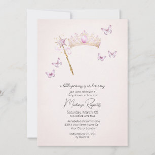 Invitación Una Princesa Corona y Varita Rosa Baby Shower