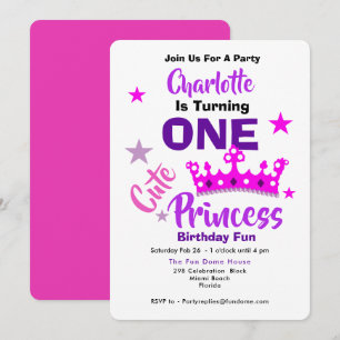 Invitación Una princesa linda 1er cumpleaños personalizada