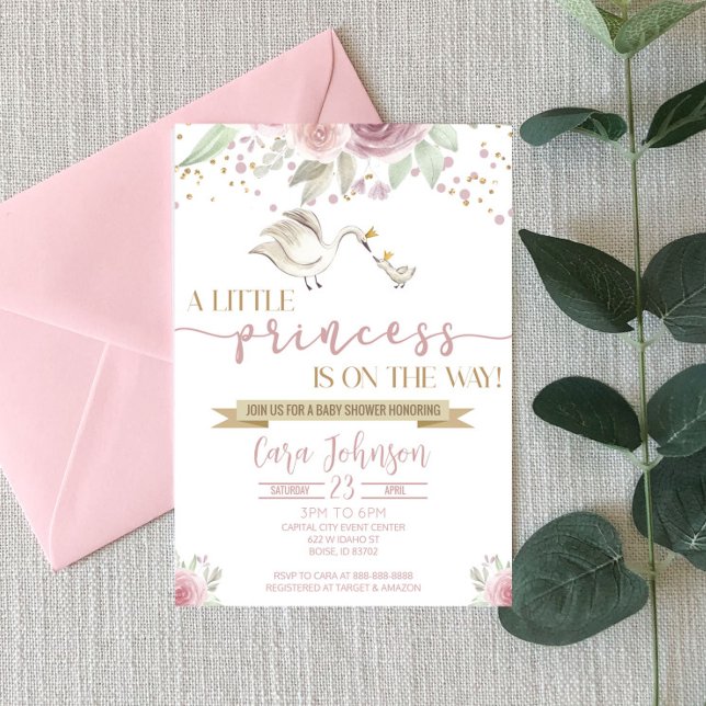 Invitación Una princesa pequeña mamá bebé cisnes corona Baby  (Subido por el creador)