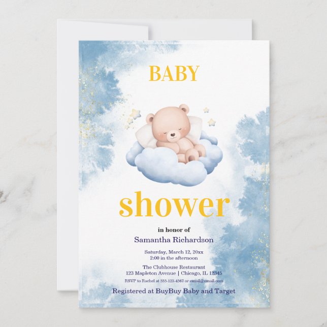 Invitación Una recepción para nuestro pequeño oso (Anverso)