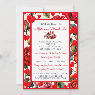 Invitación Una reina del corazón Fiesta de té para una futura