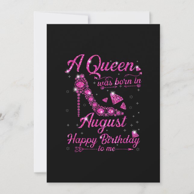 Invitación Una Reina Nacida En Agosto, Regalo De Cumpleaños D (Anverso)