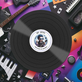 Invitación "¡Una Roca!" Estrella de rock de vinilo, primer cu