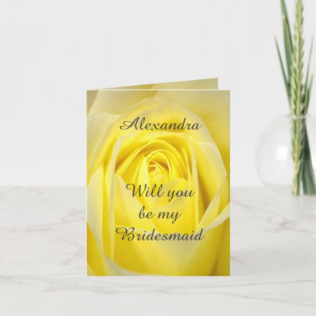 Invitación Una rosa amarilla brillante será mi novia. (Anverso)