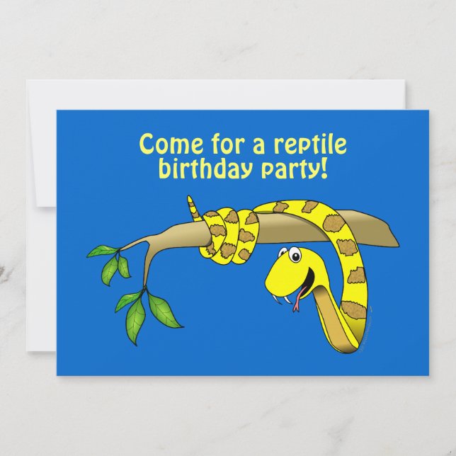 Invitación Una serpiente amarilla Personalizado en un reptil  (Anverso)