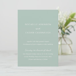 Invitación Una simple boda elegante verde silenciada
