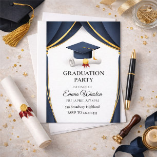 Invitación Una simple ceremonia de graduación con cuatro foto