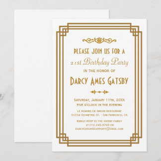 Invitación Una simple fiesta de cumpleaños blanco Art Déco in