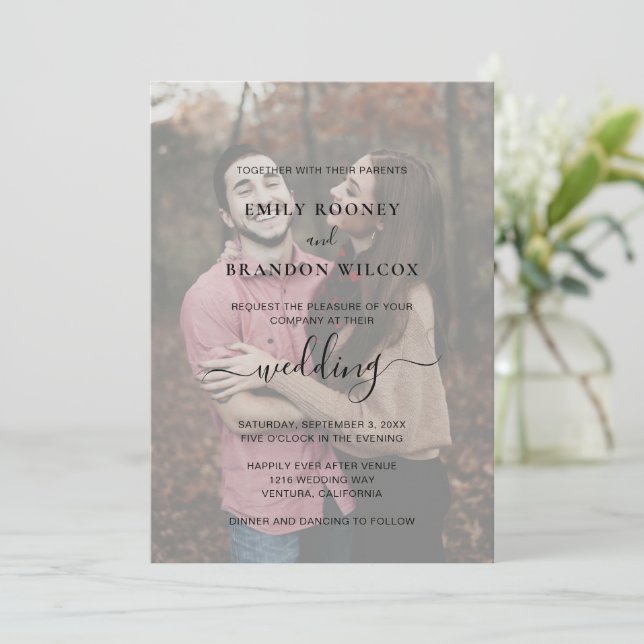 Invitación Una simple foto moderna y elegante boda (Anverso de pie)