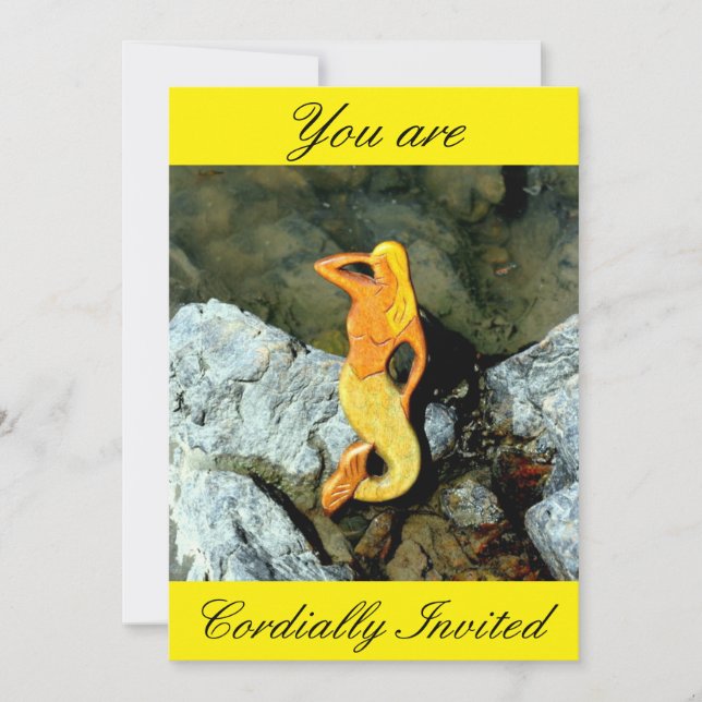 Invitación una sirena rubia mirando (Anverso)